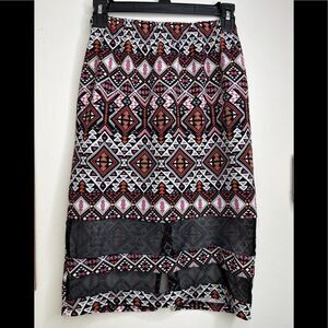 Wild Rose Large Elastic waist skirt, print skirt, knee length casual/work